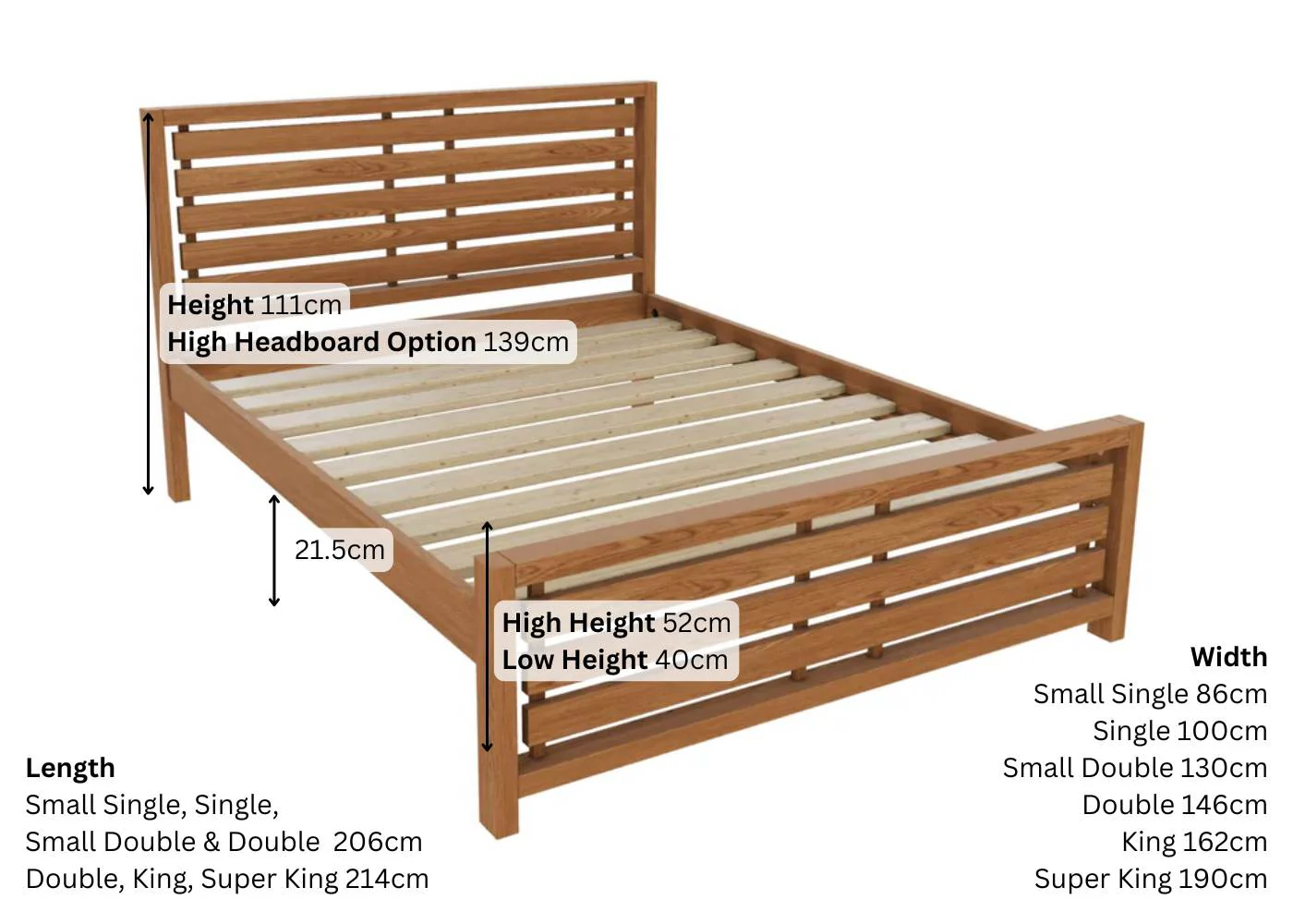Novara Solid Oak Bed - Image 3